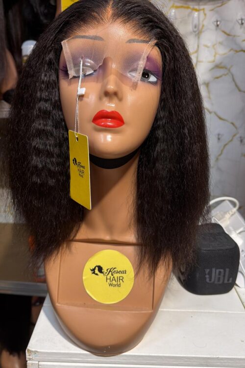 12 Inch Kinky Straight Wig with 5×5 Closure